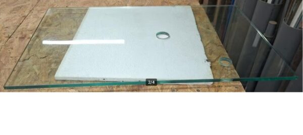 Design glazen wastafel 83cm x 53cm 14 cm hoog met kraan afvoer  rvs onderstel sch 10 - Afbeelding 2