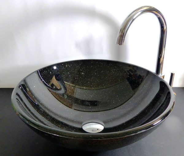 Design glazen Wasbak  Glitter Zwart Sol 1160