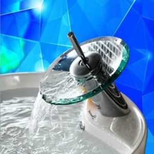 Design Watervalkraan met glazen schijf sol 3433