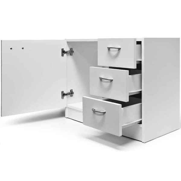 Wastafel onderkast met 3 laden wit watervast MDF maten 63x54 cm casa 22 - Afbeelding 4