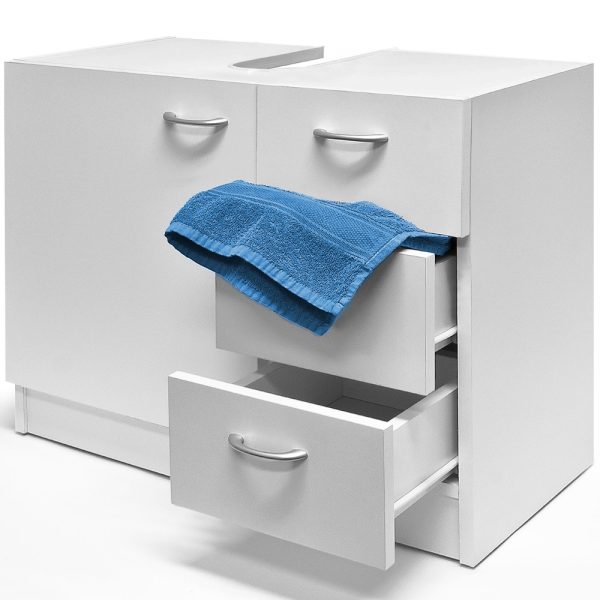 Wastafel onderkast met 3 laden wit watervast MDF maten 63x54 cm casa 22 - Afbeelding 2