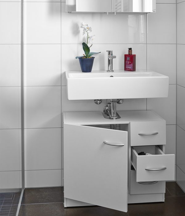 Wastafel onderkast met 3 laden wit watervast MDF maten 63x54 cm casa 22 - Afbeelding 5