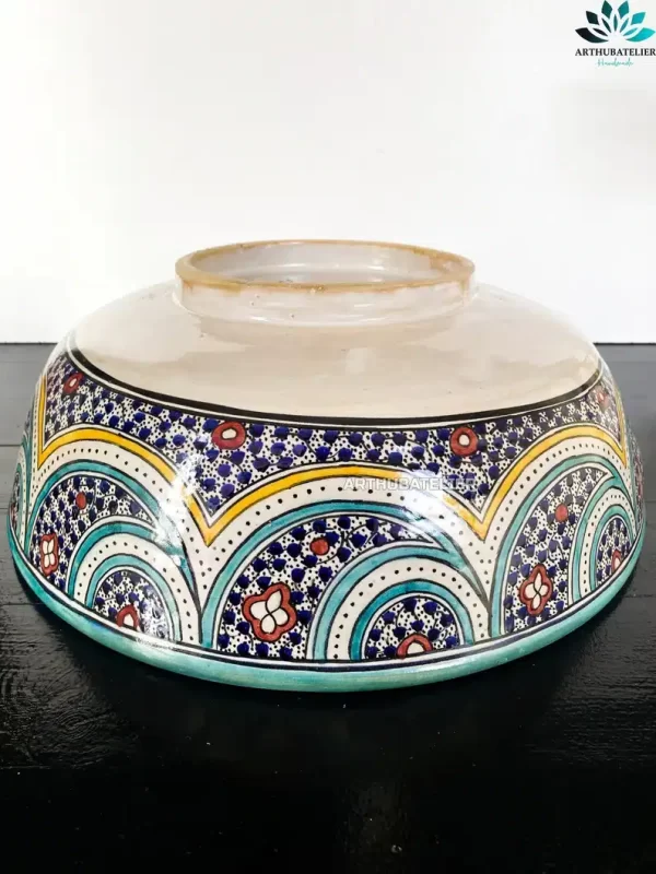 Marokkaanse Waskom handmade  30 cm doorsnede Kleurrijk  mar 204 - Afbeelding 6