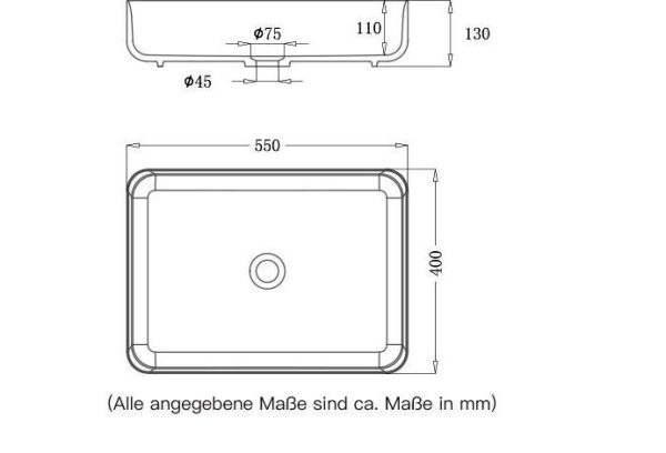 Design Keramiek Wastafel Antrazit mat recht 55 x40 Sol 2151 - Afbeelding 3