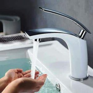 Exclusieve Luxe Design  WastafelKraan Wit chroom Sol 577