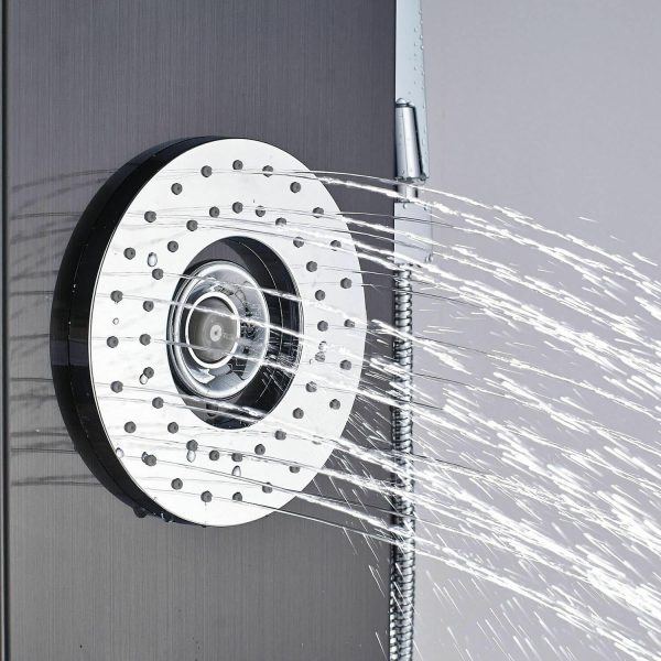 Led  Douche wandpaneel  met Waterval Massage aluminium Zwart Sol 2424 - Afbeelding 2