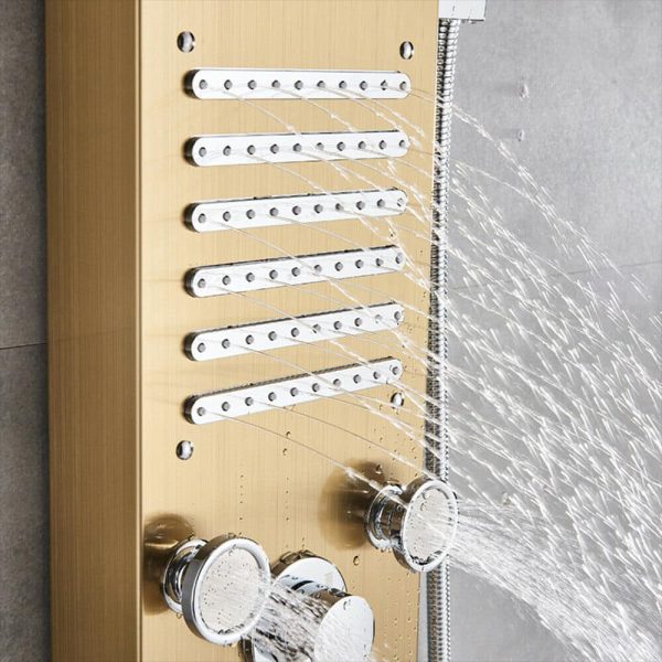 Led  Douche wandpaneel  met Waterval Massage RVS Goud Sol 2400 - Afbeelding 8