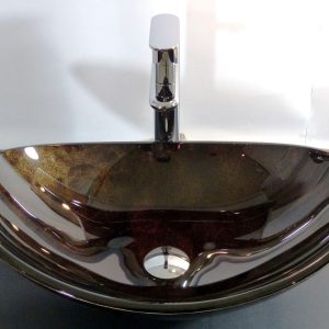 Design Glazen Waskom ovaal Zwart bruin  sol 1135