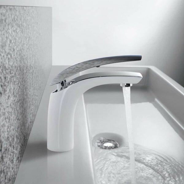 Exclusieve Luxe Design  WastafelKraan Wit chroom Sol 577 - Afbeelding 4