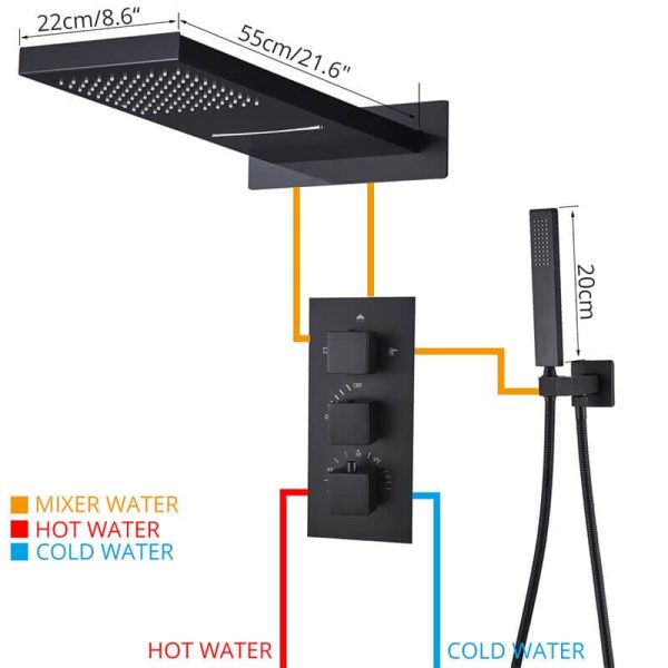 inbouw douche mengkraan set zwart regendouche  M 780 - Afbeelding 2