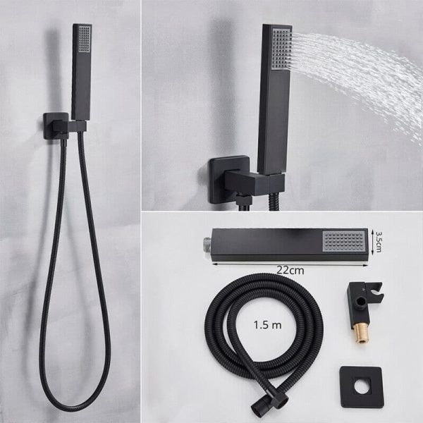 inbouw douche mengkraan met thermostaat set zwart regendouche  M 820 - Afbeelding 4