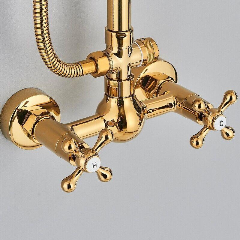 Retro Doucheset  met kraan en Regendouche Goud  M1222 - Afbeelding 5