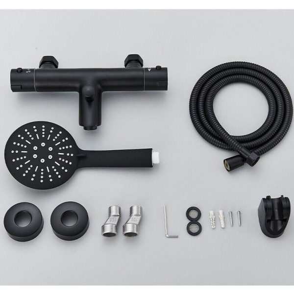 Badkraan doucheset met thermostaat zwarte douche waterval kraan bad M 5050 - Afbeelding 7