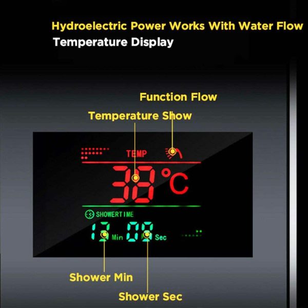 Led  Douche wandpaneel  met Waterval Massage aluminium Zwart Sol 2424 - Afbeelding 13