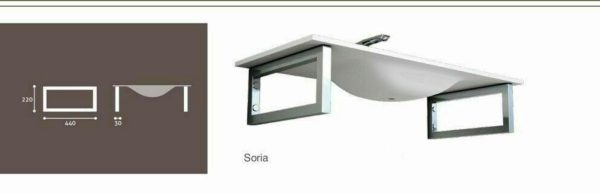 Design glazen wastafel 61cm x 46cm 14 cm hoog met rvs onderstel sol 1818 - Afbeelding 2