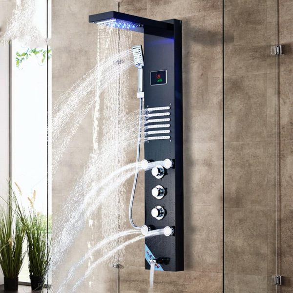 Led  Douche wandpaneel  met Waterval Massage RVS Goud Sol 2400 - Afbeelding 16