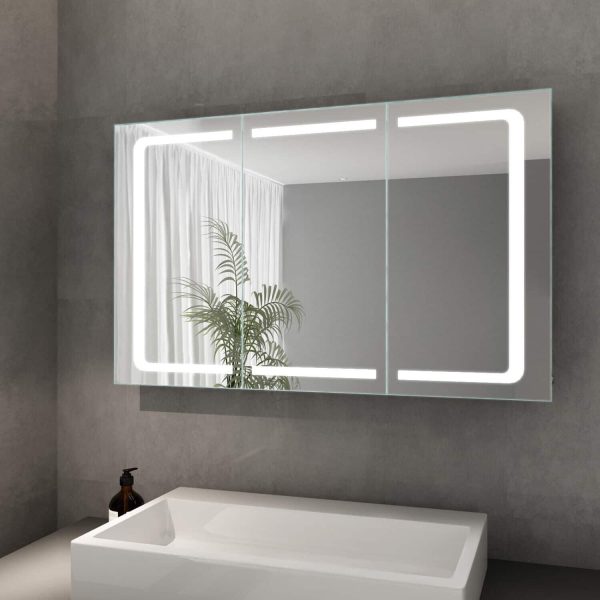Led Spiegelkast met verlichting  3 deuren 105x65 13 cm diep sol 771 - Afbeelding 6