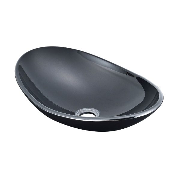 Design Glazen Wasbak ovaal Zwart 47x 31 cm sol 1150 - Afbeelding 2