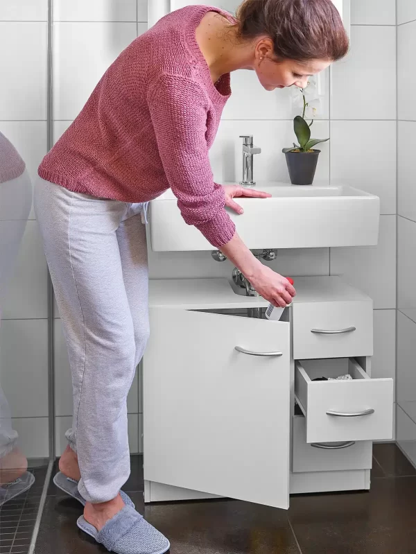 Wastafel onderkast met 3 laden wit watervast MDF maten 63x54 cm casa 22