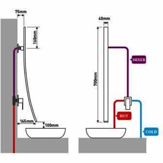Design Wastafel Waterval Mengkraan Muur Zwart exclusief model Al 1837 - Afbeelding 2