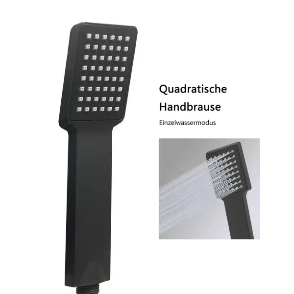 Douchesysteem met thermostaatkraan, regendouche, zwart, ot114 - Afbeelding 3