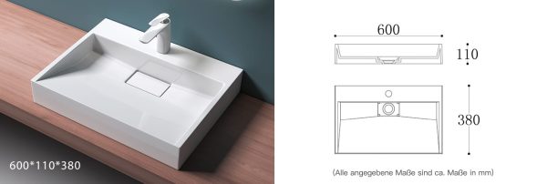 Design Keramiek Wastafel wit 60x38 cm  Ma 2010 - Afbeelding 4