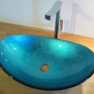 Glazen Wasbak ovaal Blauw 53x35 cm  Sol 1112