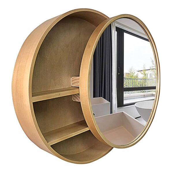 Ronde schuifspiegel kast hout 50 cm doorsnede sol 987 - Afbeelding 2