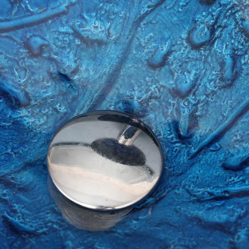 Glazen Waskom ovaal blauw met watervalkraan A14 - Afbeelding 3