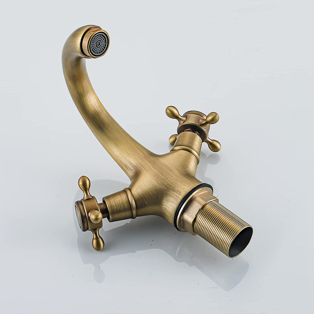 Retro Wastafel mengkraan 2 knoppen met rvs aansluitslangen A 278 - Afbeelding 3