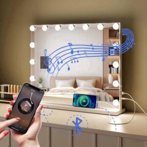 Hollywood Spiegel 58x46CM - Bluetooth Speakers - 15x Led Lampen - USB + USB-C Oplaadpoort sol B 258