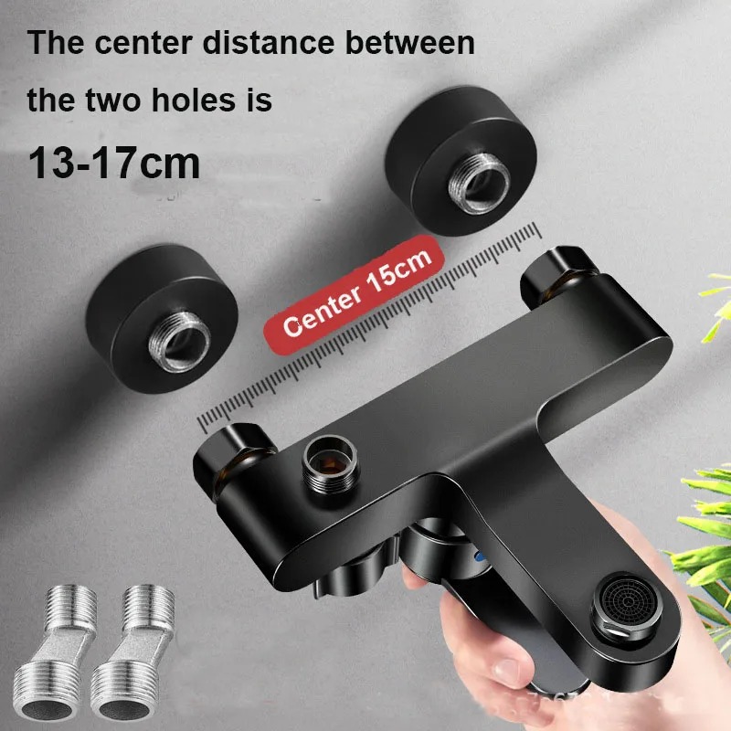 Badkraan doucheset met thermostaat zwarte douche waterval kraan bad Al 2014 - Afbeelding 3