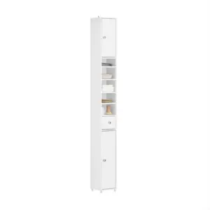 Badkamer kast wit 20 breed x182 cm hoog met 2 deuren 1 lade3 laden MDF W28