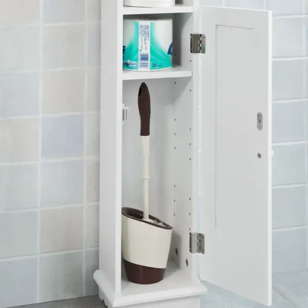 Badkamerkast wit 23x100 cm met toiletrolhouder met 1 deur en opberg ruimte MDF W22