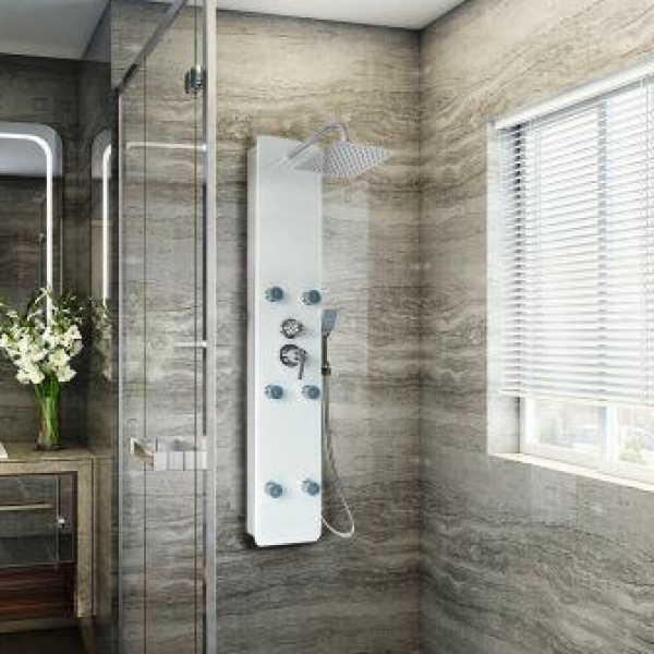 douche wandpaneel Wit Glas Sol 138 Sanitair Online